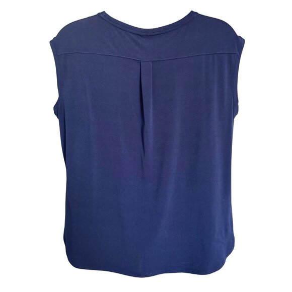 Elle Royal Blue Scalloped Hem Embroidered Size XXL White Trim Sleeveless EUC - Picture 7 of 8